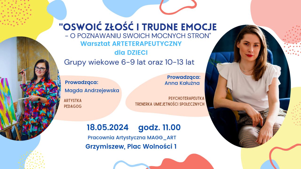 Warsztaty dla dzieci w Grzymiszewie ph.  Oswoić złość i trudne emocje - o poznawaniu swoich MOCnych stron